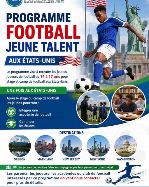 Flyer officiel Cattamade du programme Football Jeune Talent 2026